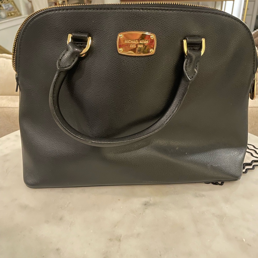 Michael Kors Black and Gold Satchel